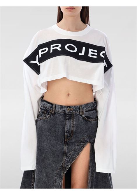 top crop scrunched donna bianco in cotone Y/PROJECT | 204TS013OPTIC WHITE